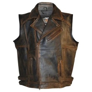 Chaleco de cuero desgastado para hombre, estilo motero, con ocultación de armas, chaleco vaquero vintage de piel de vaca para motociclistas - Product Image 1