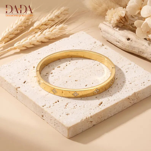 <b>Gold</b> Bangle <b>Bracelet</b> with Lab Grown Diamond Floral Accents Custom Fine Jewelry Women Luxury Gift Jewelry - Product Image 1