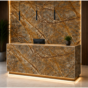 SOON CERAMIC Factory Direct Low Price RAINFOREST BROWN Calcite Big <b>Slab</b> Polished Modern Eco-friendly 3D Design Living Room Wall - Product Image 1