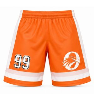 Ensemble de hockey sur glace sublimé orange pour hommes, maillot et short en polyester rayé, uniforme sportif léger, vêtements de compétition - Product Image 4