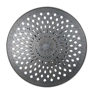 Tavolo Rotondo in Alluminio Pressofuso da 35 Pollici per Arredamento da Esterno e Patio - Product Image 6