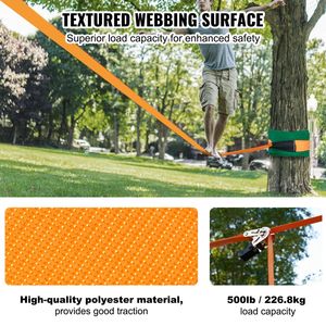 Set completo di Kit Slackline per allenamento facile da 60 piedi per bambini adulti include protezioni per alberi Trainer per il braccio con agilità di velocità - Product Image 4