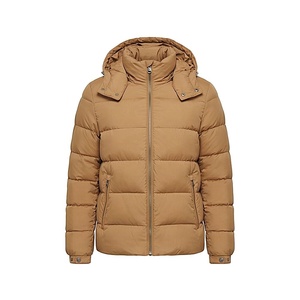 Hooded Quilted Waterproof <b>Bubble</b> Jacket Black Full Sleeve Winter Windproof Cotton Shell Knitted Fabric Polyester Filling Stand - Product Image 1