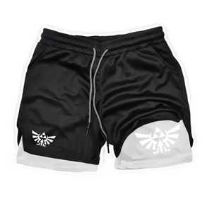 Shorts décontractés pour hommes, blanc et noir unis, avec cordon de serrage, séchage rapide, respirants, 100% coton - Product Image 2
