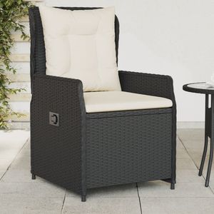 Chaise de jardin inclinable en rotin PE noir de taille standard, chaise d'extérieur - Product Image 1