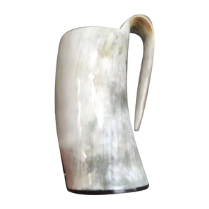 Mug à boire en corne naturelle avec gravure de loup, poignée courbée, design rustique vintage, écologique, grande capacité - Product Image 2