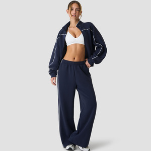 Custom Logo Women Contrast Piping Zip Jacket & Jogger Women's Tracksuits Breathable Streetwear <b>Jogging</b> <b>Suits</b> Women's Sweatsuits - Product Image 1