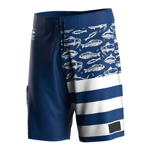 Pantalones Cortos de Pesca para Hombre, Estampado por Sublimación, Diseño de Peces Azules, UPF 50, Protección Anti-UV, Cierre de Cremallera de Poliéster - Product Image 4