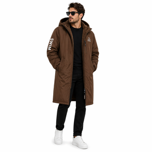Adult Swim Parka <b>Waterproof</b> Windproof Hooded <b>Changing</b> <b>Robe</b> with Fleece Lining for Swimming Surfing Beach Outdoor Sports Wear - Product Image 1