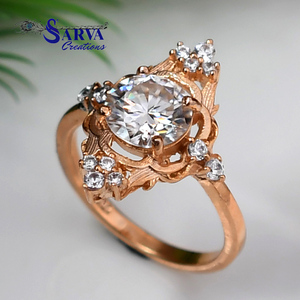 Anillo de Moissanita de Corte Redondo, Plata de Ley 925, Anillo de Compromiso y Boda Clásico para Mujer - Product Image 2