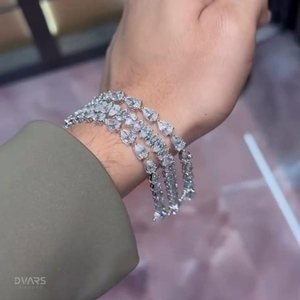 สร้อยข้อมือเพชรทรงลูกแพร์ Dvars Diamond VVS Moissanite เงินแท้ 925 ชุบทอง 18K ผ่านการทดสอบเพชร สไตล์ฮิปฮอป - Product Image 3