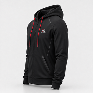 New Arrival 2026 OEM Service Custom Logo Winter <b>Men</b> Solid Vintage Zipper-Up <b>Fleece</b> Hoodie Sweatshirt 2 Pcs 100% Polyester - Product Image 4