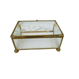 Metal and Glass Jewellery Box Deluxe Quality Metal Frame Gold Wedding Gifts Display Jewellery Box From India