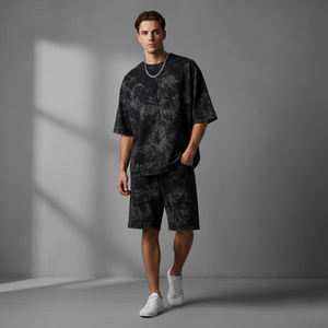 Terzo Sports Customized Men's <b>Tie</b> <b>Dye</b> Cotton T-Shirt Shorts Set Crew Neck Regular Fit Summer Casual Reversible Breathable - Product Image 2