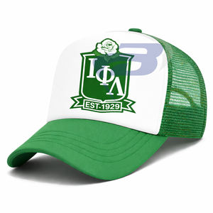 Gorra Trucker con Diseño 3D de la Hermandad Iota Phi Lambda - Gorra Trucker de Primera Calidad con Diseño Verde y Rosa de la Hermandad IPL - Product Image 3