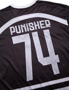 Camiseta Deportiva Punisher de Hockey, Negra con Logotipo Blanco 74, Poliéster Resistente, Manga Corta, Diseño Gráfico Personalizable, Bordado Columbia - Product Image 4