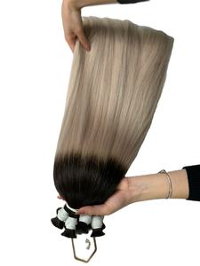 Venta al por mayor a granel para Ombre teñido Remy extensiones de cabello humano fuente de alta virgen recto trenzado trama paquetes - Product Image 4