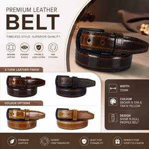Men's Premium Leather Belt Classic <b>Brown</b> <b>Tan</b> Dress Belt with Durable Buckle for Formal & Casual Use - Product Image 4