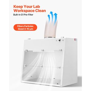 Cappa aspirante in acciaio e PP con luce LED, pre-filtro G1, area di lavoro 19.69 x 41.54 x 27.56 pollici, attrezzatura di scarico per laboratori - Product Image 3