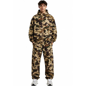 Ensemble veste coupe-vent et jogging camouflage personnalisé à fermeture éclair intégrale, léger et confortable, veste zippée pour homme en polyester - Product Image 3