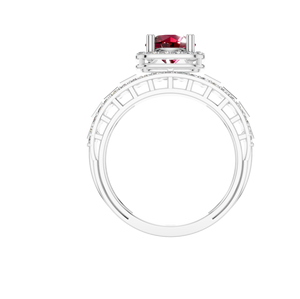 Elegante anillo de bodas de lujo de plata 925 Rubí natural Baguette Diamante Chapado en oro blanco Piedra preciosa roja Estilo clásico Certificado IGI - Product Image 4
