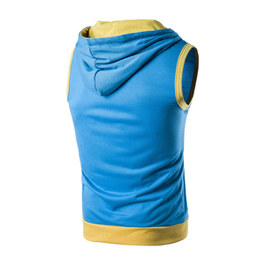 Sweat-shirt à capuche en coton, débardeur de sport pour hommes, gilet de musculation, fitness, sans manches, avec poches, pour la course à pied - Product Image 2