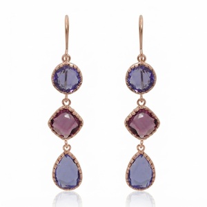 Wonderful 10K 14K 18K Solid Gold Drop Earrings With Sapphire Bezel Setting Water Drop Shape For Women's Everyday Wear Earrings - Product Image 3
