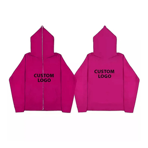 Custom Logo Men's Hooded <b>Zip</b>-<b>Up</b> Sweatshirt 100% Cotton Knitted Casual Solid Color Front Print Regular Fit Autumn Wear - Product Image 6
