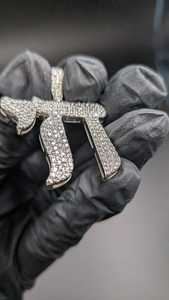 Pendentif personnalisé en moissanite sertie de symboles Pi, style hip-hop, pour rappeurs, en argent sterling 925, bijoux fins, pendentifs et breloques - Product Image 3