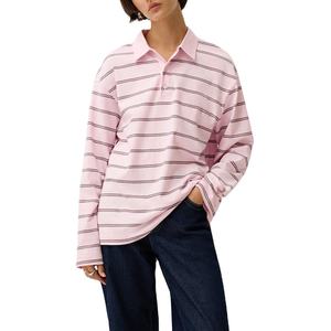 Fabricante de Camisetas de Rugby Personalizadas para Mujer |   Polo de algodón a rayas de manga larga |   Marca Privada OEM, MOQ Bajo - Product Image 1