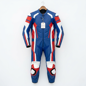 Combinaison en cuir pour moto sur mesure, fabriquée à la main, équipement de course professionnel avec protections amovibles - Product Image 3