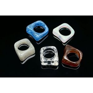 Modern Resin Craft Chunky Band Rings Clear Transparent Lightweight Handmade Fashion Jewelry for Men Women - Product Image 5