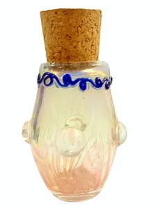 Blown Glass Storage <b>Jar</b> with Colorful Inside Flower Design Borosilicate 150mL <b>Spice</b> <b>Jar</b> with Bamboo Lid Air-Tight & Portable - Product Image 2