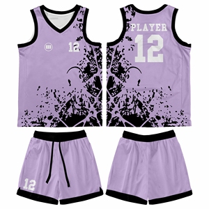 Nuevo Conjunto de Pantalones Cortos y Camiseta de Baloncesto Personalizados, Diseño Sublimado en Degradado, Ligeros, Transpirables, 100% Poliéster, Anti-UV - Product Image 1