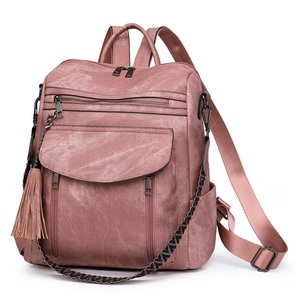 Saqi Brand Crazy Horse Vintage Leather Men/<b>Women</b> Style Custom Logo Casual Travel Soft Genuine Leather Student <b>Backpack</b> <b>Work</b> - Product Image 2