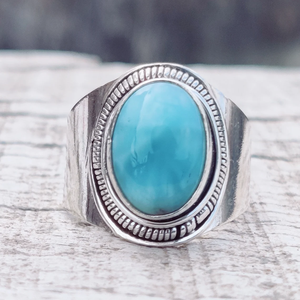 Larimar <b>Ring</b> 925 Sterling Silver Oval Cut Gemstone <b>Statement</b> Wedding Engagement Anniversary Gift <b>Ring</b> Jewelry Bezel Seting - Product Image 3