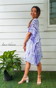 Elegante Tie Dye Maxi vestido de moda verano noche Casual desgaste sólido patrón botón decoración al por mayor playa vacaciones - Product Image 6