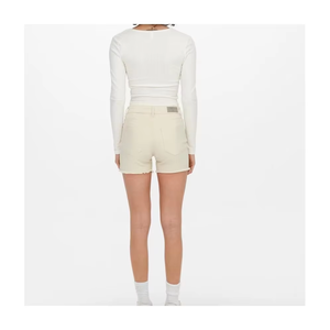 Shorts en jean beige tendance pour femme, nouvelle collection été, coupe décontractée, style décontracté pour l'été, vente en gros personnalisée - Product Image 6