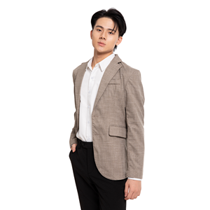 Blazer de Hombre Estilo Británico, Cuello de Solapa, Corte Regular, Antiarrugas, Tejido de Poliéster, Color Gris - Product Image 5