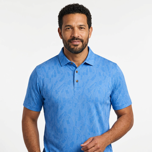 Polo décontracté à manches courtes en tricot bleu imprimé pour homme - Product Image 4