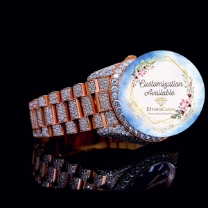 Reloj Inteligente Unisex Moissanite ElvoraGems con Correa de Acero Inoxidable, Resistente al Agua 10 Bar, Pantalla de Cristal de Zafiro VVS - Product Image 1
