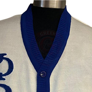 Cardigan pour homme avec logo en lettres grecques Phi Sigma PBS, en acrylique tricoté, col en V, manches longues avec fermeture boutonnée - Product Image 5