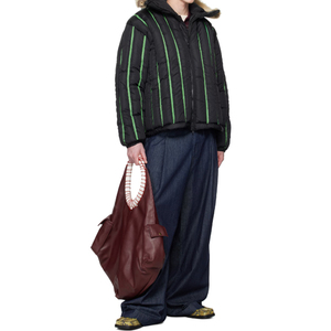 Winter Men's Long Waterproof Warm <b>Quilted</b> Puffer Bomber Hip Hop <b>Jacket</b> Full Trim Hood Contrast Patch - Product Image 4