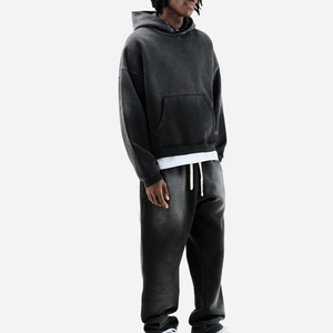 Casual Wear Sun Fade <b>Distressed</b> Embroidery Tracksuit for Men Wholesale <b>Top</b> Quality Men Sun Fade Baggy Tracksuit - Product Image 2