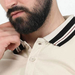 Polo à manches courtes beige pour homme, couleur unie, col boutonné décontracté, tissage Oxford, 100% coton, respirant, coupe classique - Product Image 6