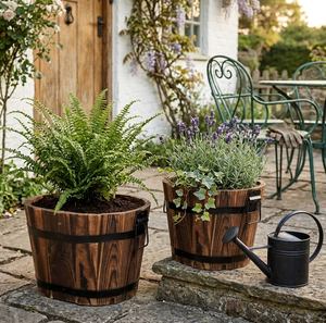 Ensemble de 2 jardinières en bois d'acacia sculpté à la main LAVIHEXCO LV265 pour le rangement d'outils de jardin - Product Image 3