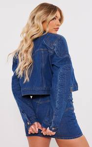 Veste en jean matelassée respirante en tricot surdimensionnée pour femme, coupe boyfriend, motif uni, coton, automne hiver printemps, fermeture boutonnée - Product Image 5