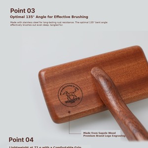 Cepillo de madera quitapelos para mascotas, cepillo de madera para el cuidado de mascotas, herramienta de cepillado de madera para eliminar el pelo y el desprendimiento. - Product Image 2