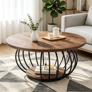Tavolini Rustici Fatti a Mano Convertibili in Tavoli da Caffè per Arredamento Casa, Tavolini con Piedini Regolabili per Soggiorno - Product Image 4