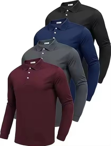 Men's Solid Black Short Sleeve Knitted <b>Polo</b> Shirt Casual Plain Design Regular Fit - Product Image 6